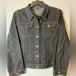 JeanBay Blue Jean Jacket sz Large with embroidered bling design in the back